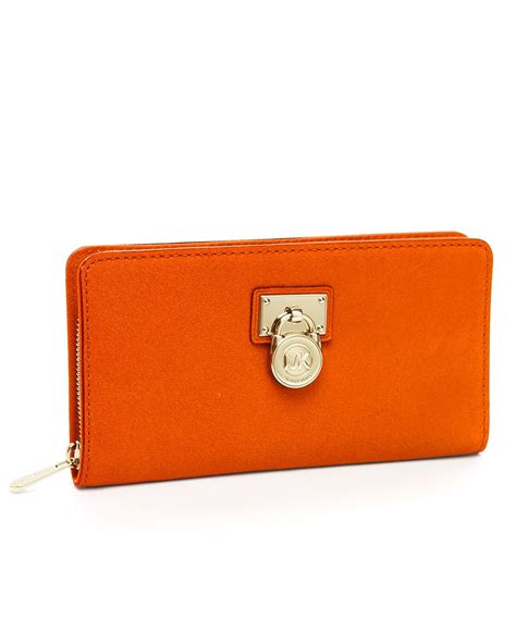 michael kors logo wallet with burnt orange trim|Michael Kors logo wallet.